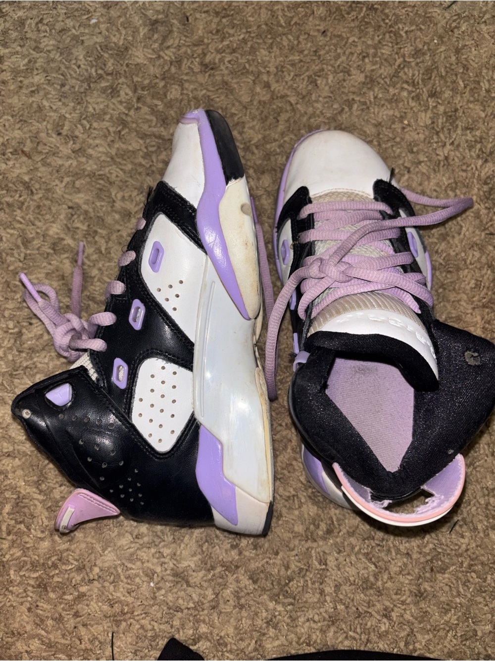 Jordan Mid-Top Sneakers in Black, White & Lavender